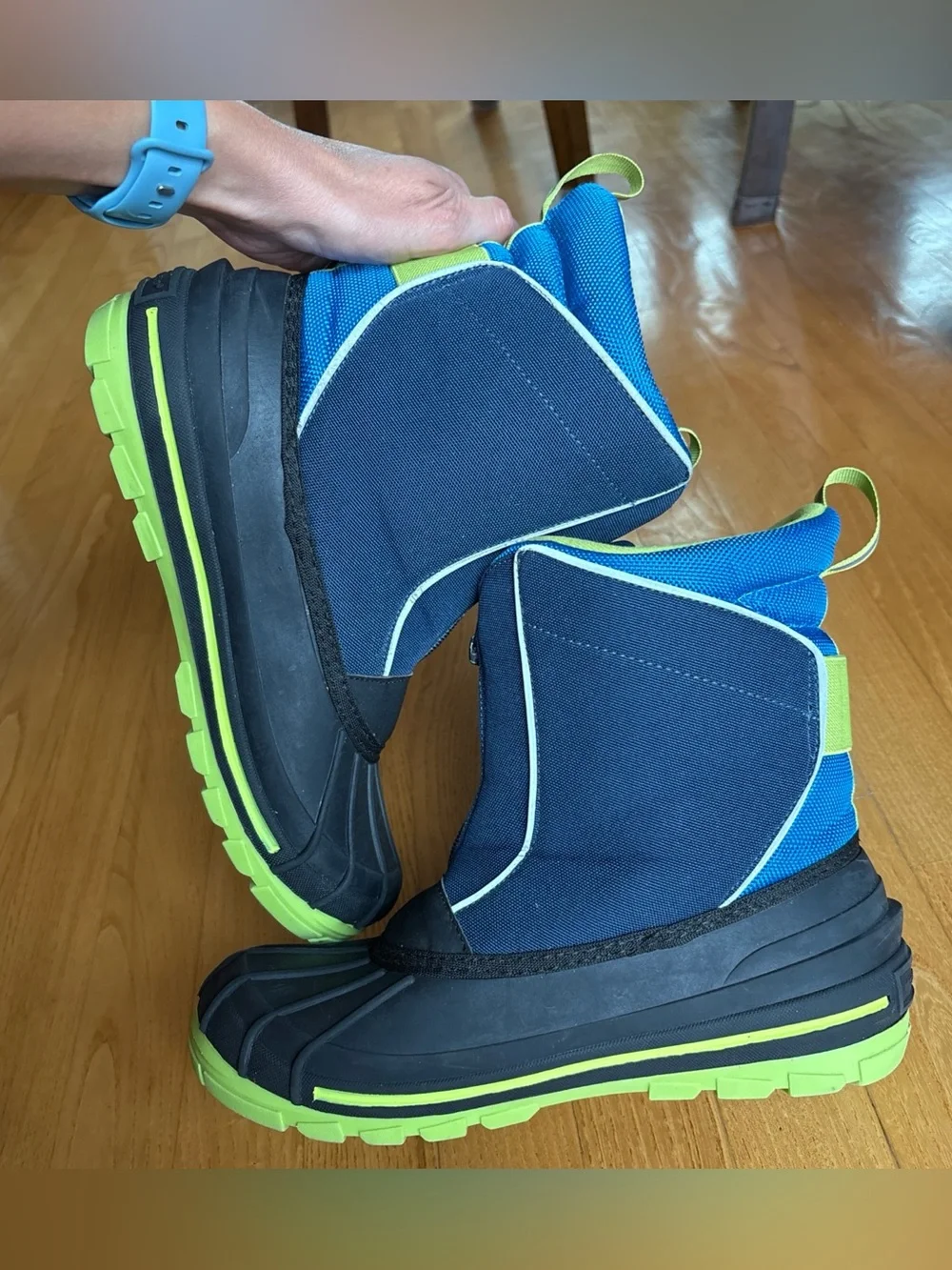 Arctic Shield Waterproof Snow Boots Insulated Blue Green Winter Youth Boys Sz 6